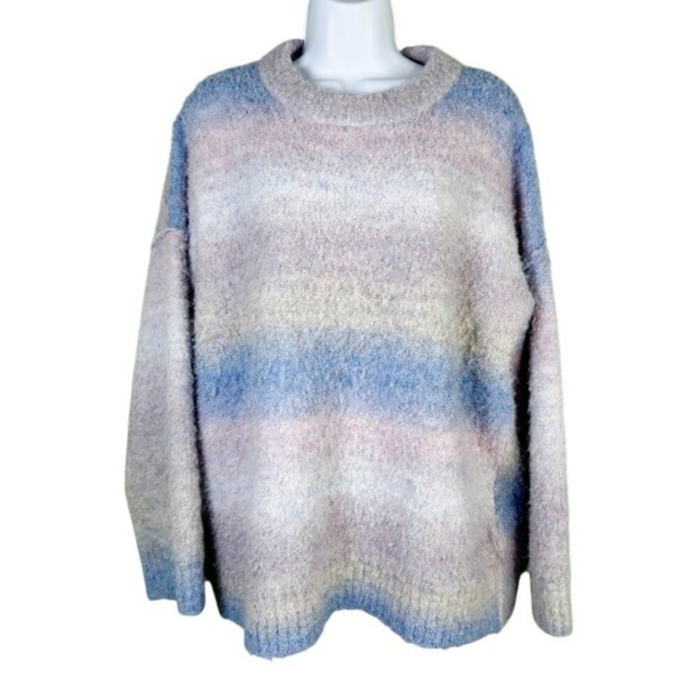 Wild Fable Oversized Ombre Striped Pullover Sweater, L -‎ Pastel, Cozy & Soft